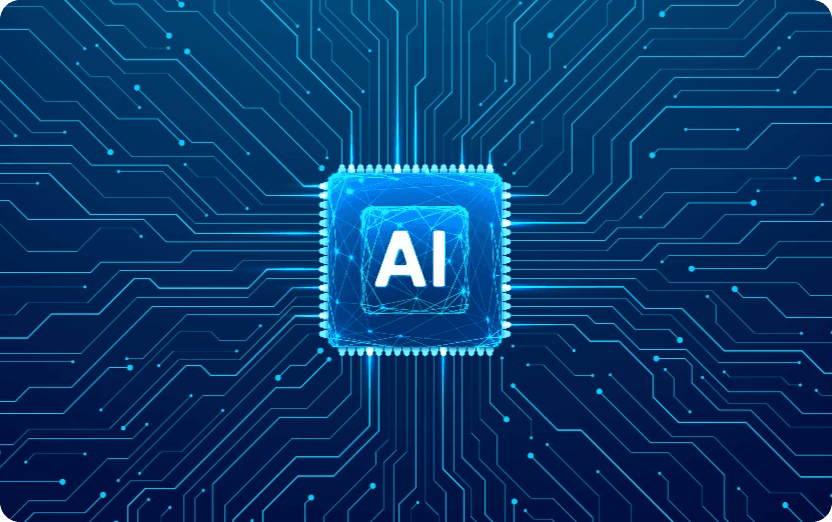 CPU digital illustration labeled 'AI'