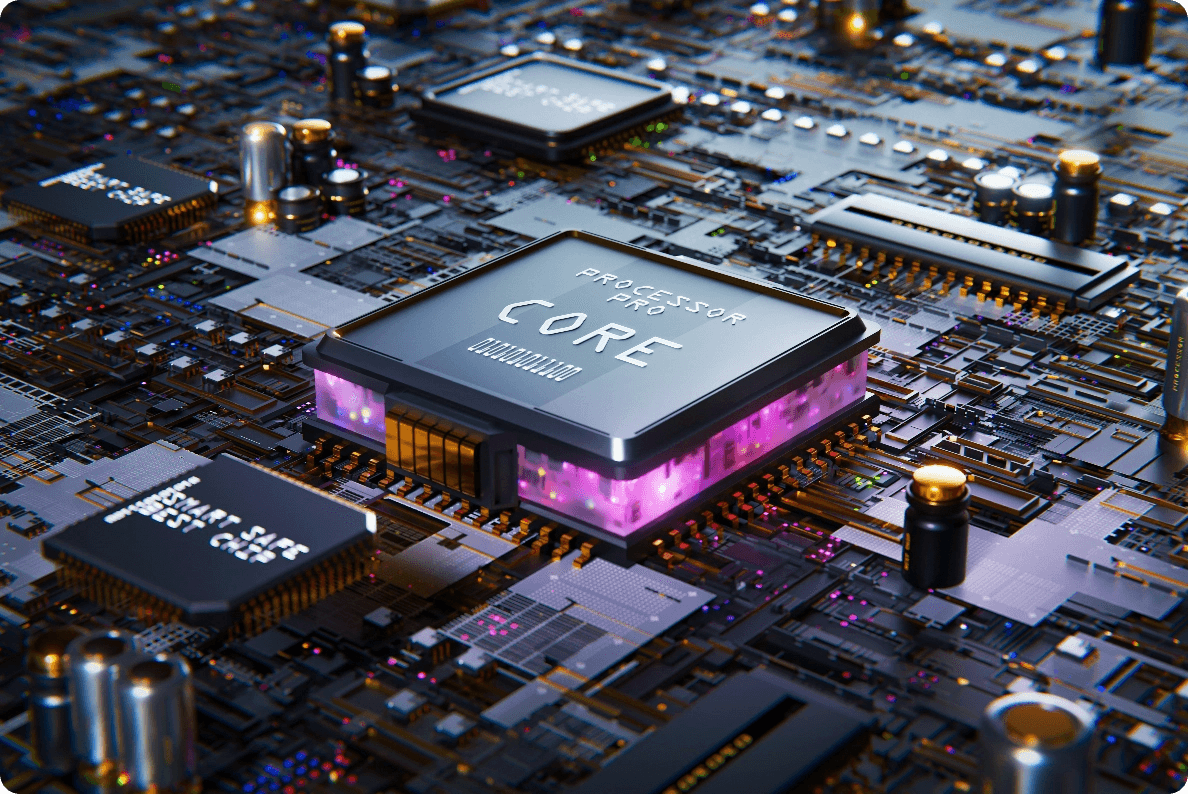 CG CPU graphic, magenta tones