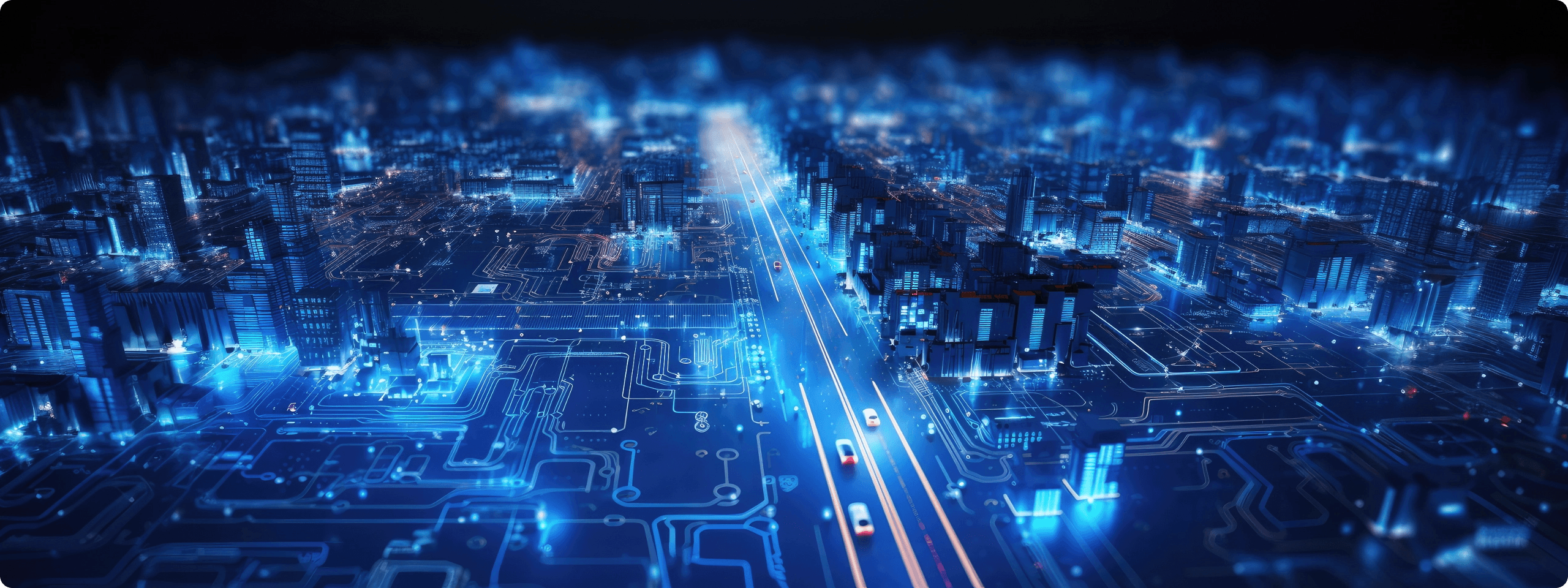 Futuristic glowing city graphic