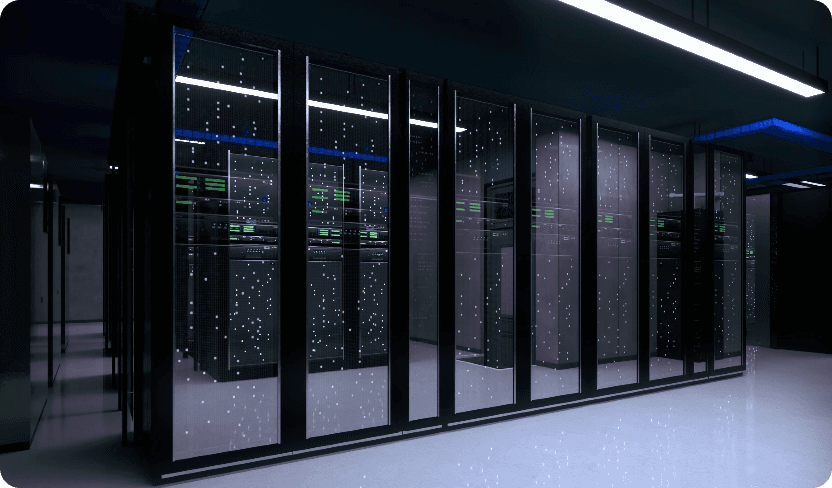 server room with glass enclosure