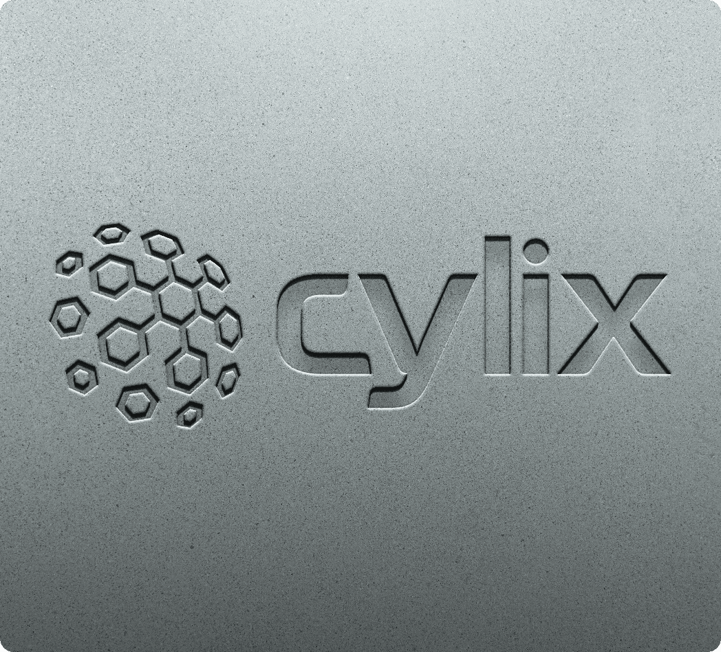 Cylix logo on a gray background