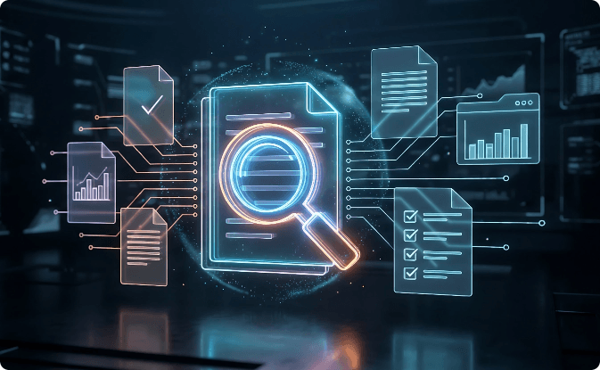 Document and visual record intelligence illustration